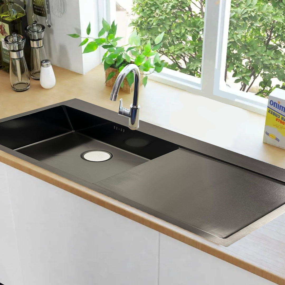 Lavaplatos Deluxe Negro 95x45 cm con Secador Derecho