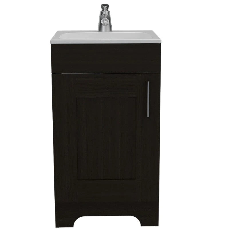 Mueble de Lavamanos Barcelona, Wengue, con una puerta batiente y dos entrepaños de amplio espacio