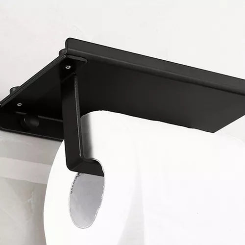 Portarrollos Porta Papel Higiénico Negro Con Estante