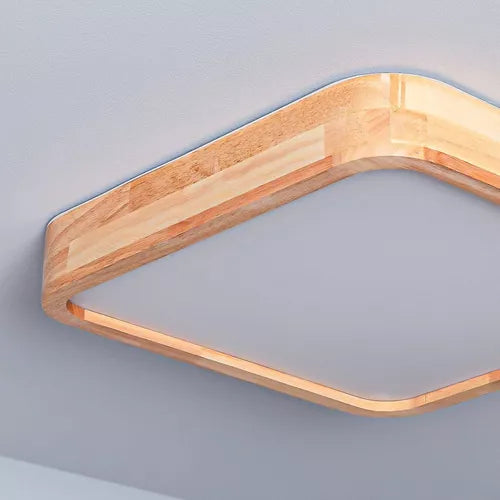 Foco Led Decorativo Cuadrado Madera Clara 36w 40 cm