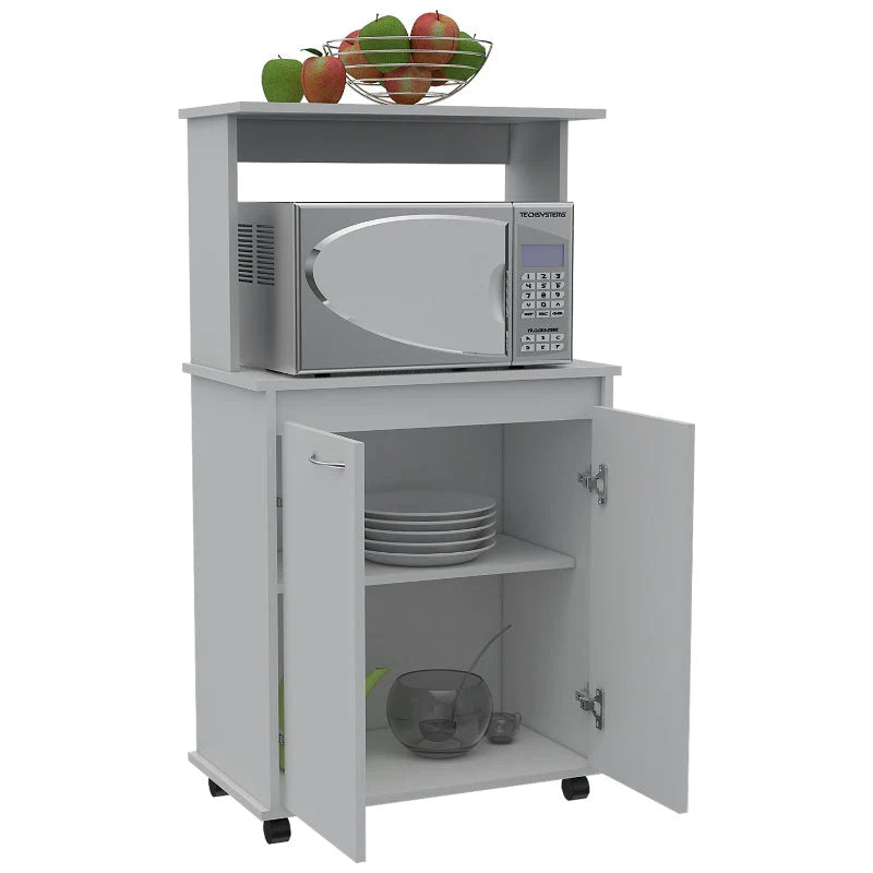 Mueble de Cocina Kitchen, Blanco, con dos puertas batientes y espacio para colocar horno microondas