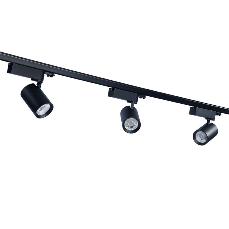 PACK RIEL MONOFASICO 1 METRO + (3) FOCOS PORTA AMPOLLETA GU10 + (3) AMPOLLETAS LUZ CALIDA O FRIA
