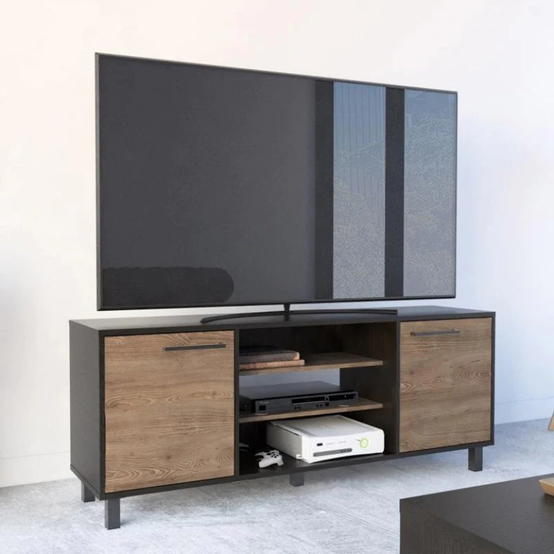 Rack Kaia, Wengue y Miel, con capacidad para televisor de 65 pulgadas