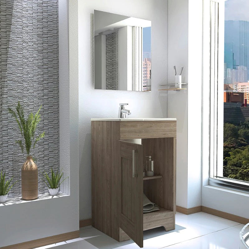 Mueble de Lavamanos Barcelona, Miel, con una puerta batiente