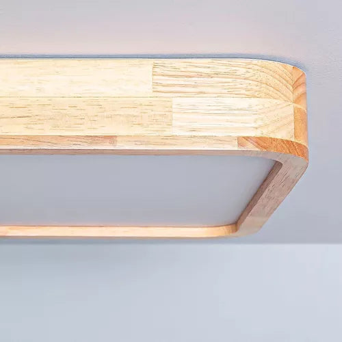 Foco Led Decorativo Cuadrado Madera Clara 36w 40 cm