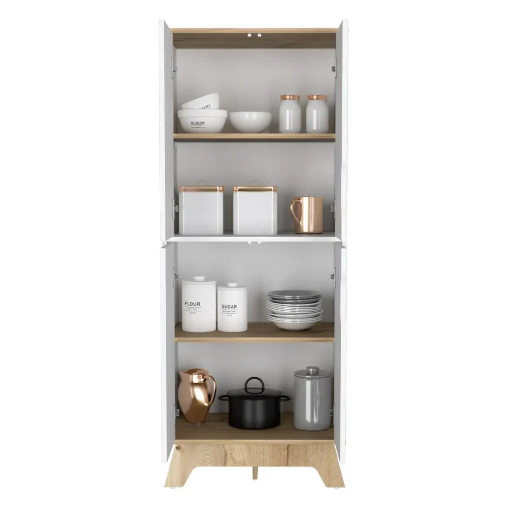 Alacena de Cocina BI,Color, Blanco y Duna, con dos puertas batientes y espacio para horno microondas