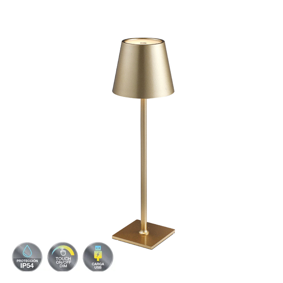 Lámpara Led Touch Recargable Dorado