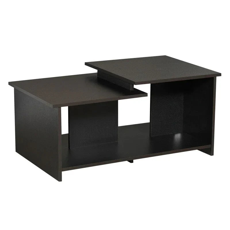 Mesa de Centro Wema Wengue y Negro, con variedad de entrepaños
