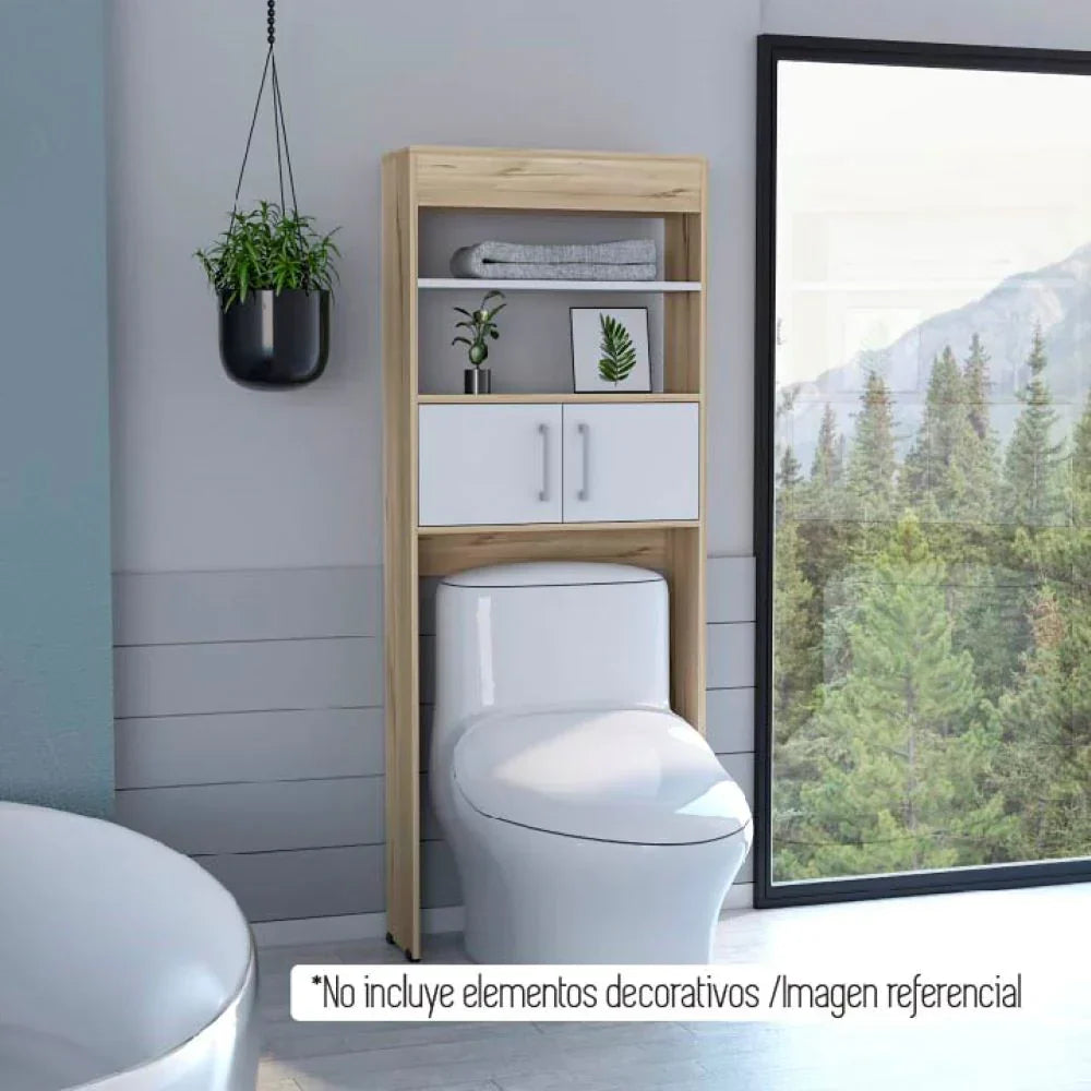 Mueble Optimizador Wc Bath BI, Duna y Blanco, con dos puertas batientes y variedad de entrepaños