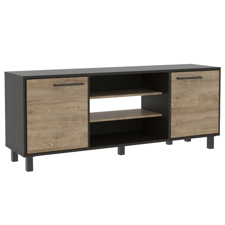 Rack Kaia, Wengue y Miel, con capacidad para televisor de 65 pulgadas
