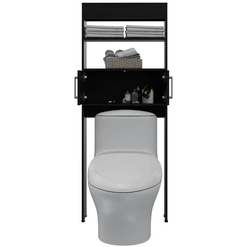 Optimizador de Baño Madrid, Wengue y Negro, ideal para ahorrar espacio