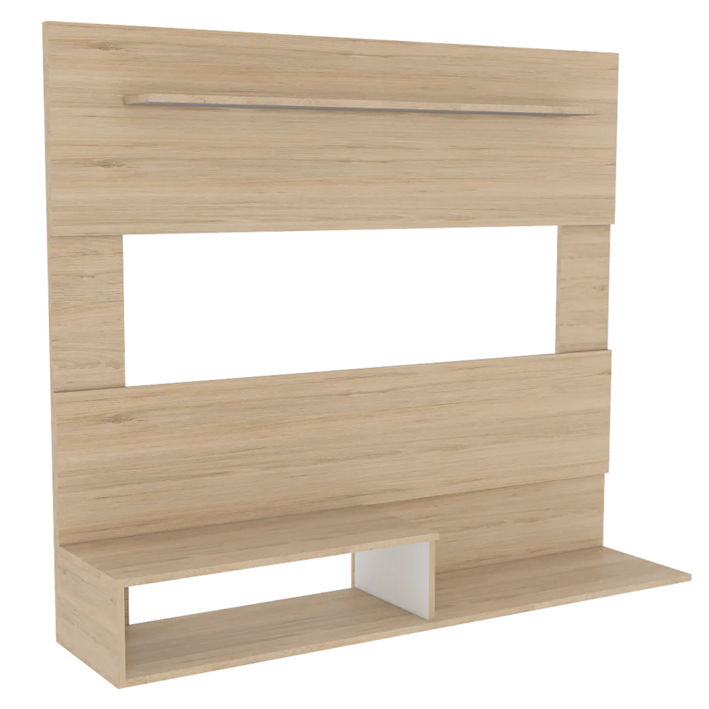 Panel de TV Beijing, Rovere y Blanco, con capacidad para televisor de 55 pulgadas