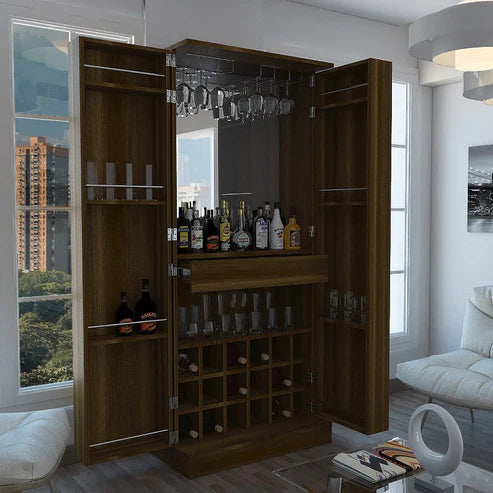 Bar Malbec, Caramelo, con amplio espacio de almacenamiento y portacopas