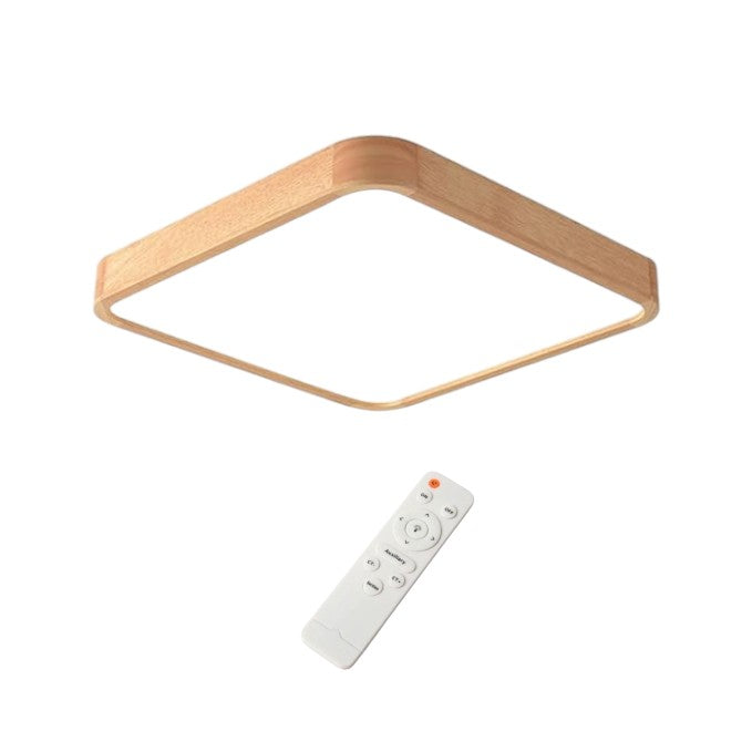 Foco Led Decorativo Cuadrado Madera Clara 36w 40 cm