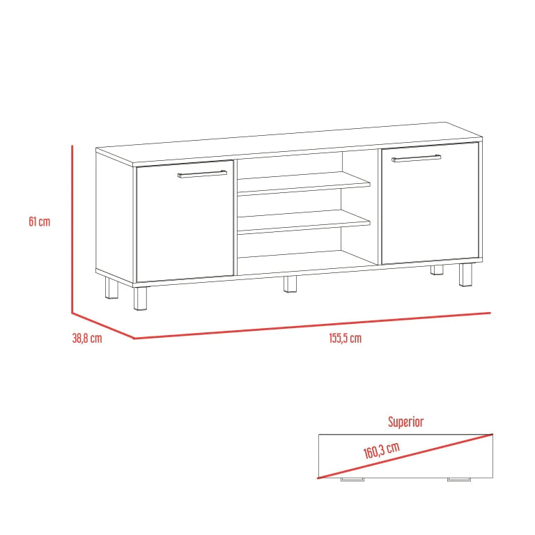 Rack Kaia, Wengue y Miel, con capacidad para televisor de 65 pulgadas