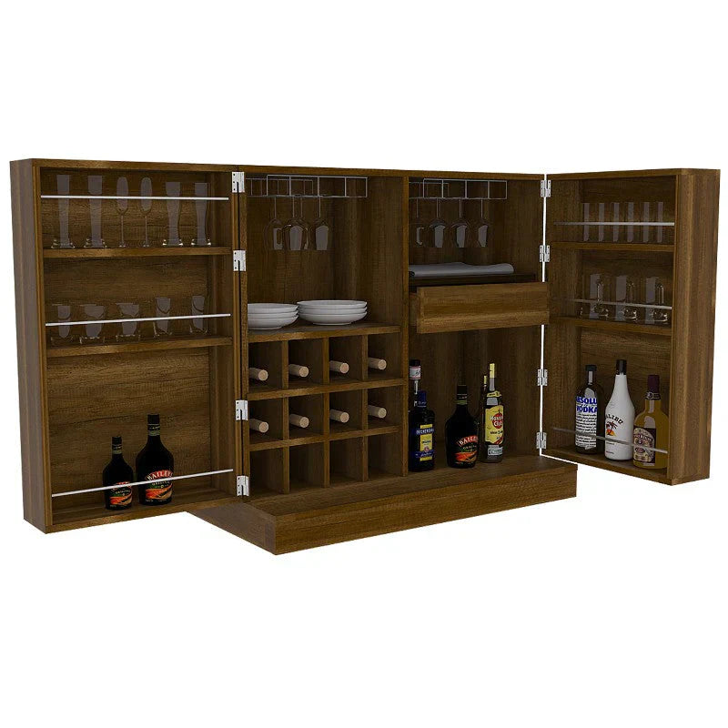 BAR SINTRA, CARAMELO, CON ESPACIO PARA BOTELLAS Y PORTACOPAS