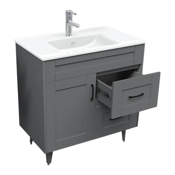 Vanitorio Baño Lavamanos 80x47 con patas Gris Deluxe