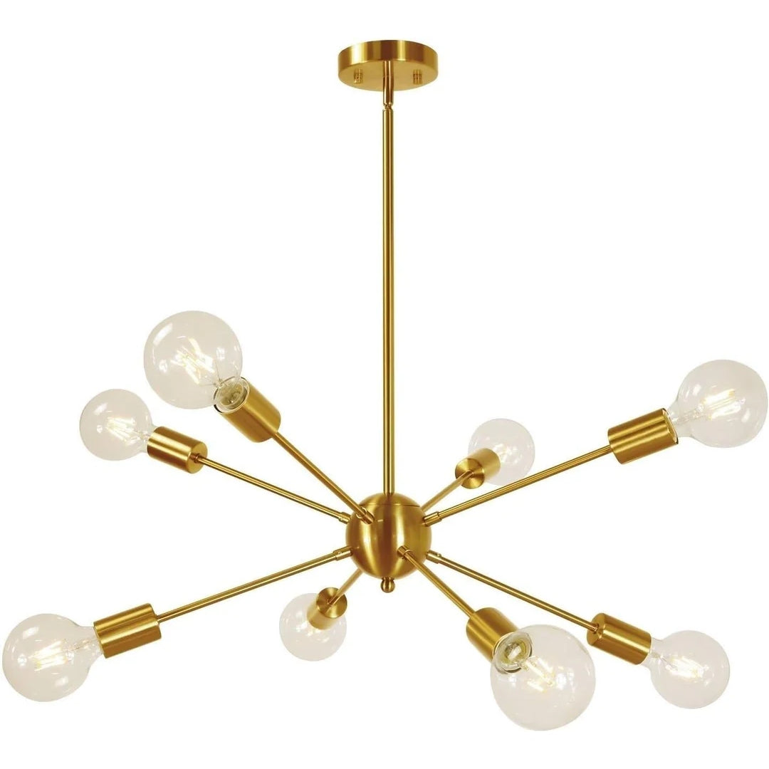 Lampara Techo Colgante Modelo ATOMO Dorado 8 Soquetes