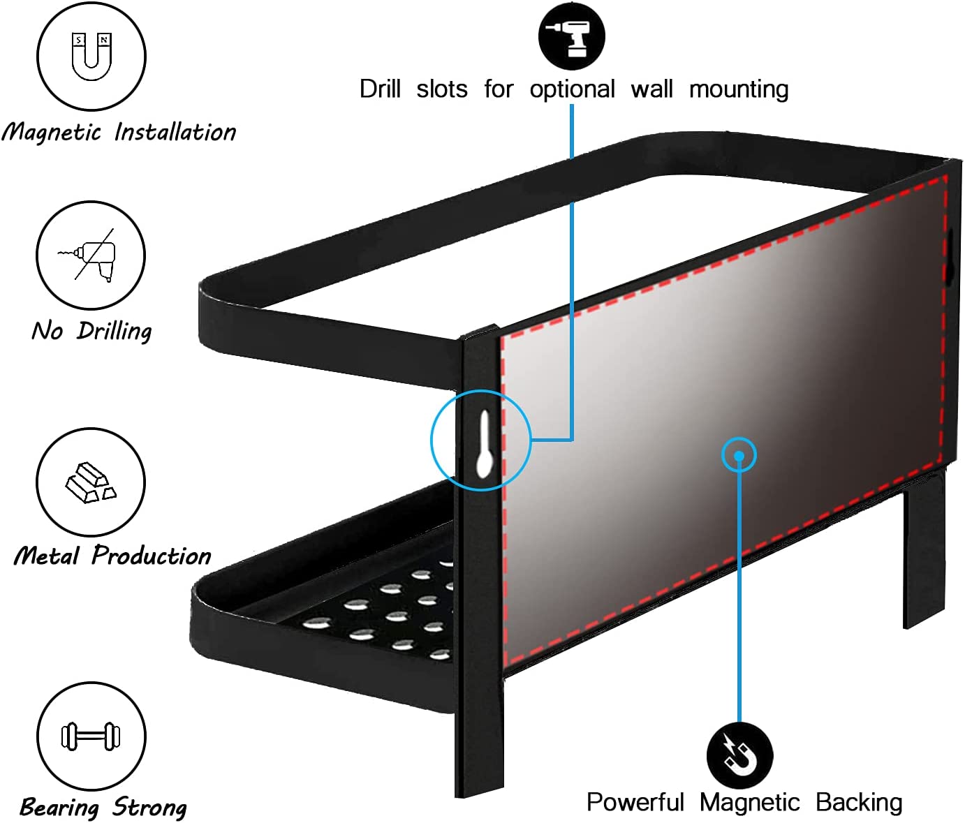 Estante Repisa Organizador Magnetico Nevera Cocina 1 Nivel