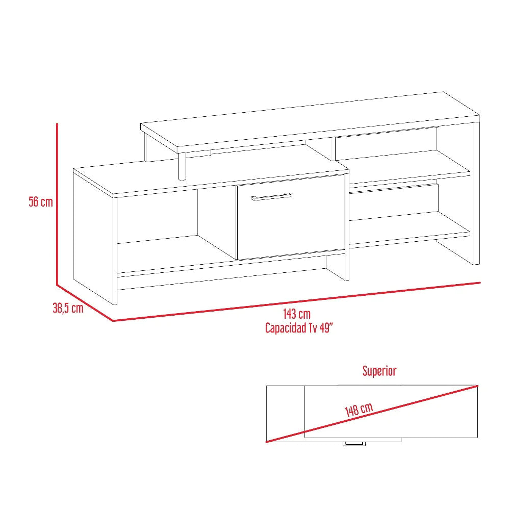Mesa para TV Bengala, Wengue, con capacidad para televisor de 47 pulgadas