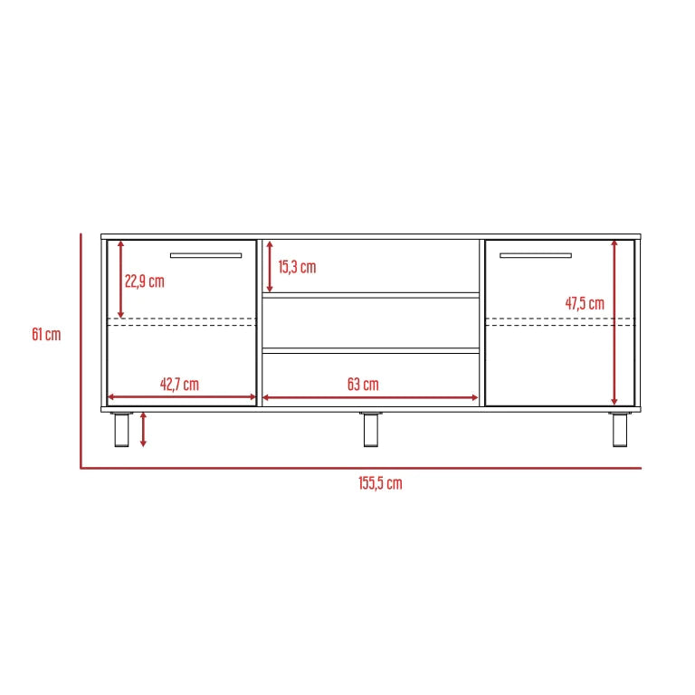 Rack Kaia, Wengue y Miel, con capacidad para televisor de 65 pulgadas
