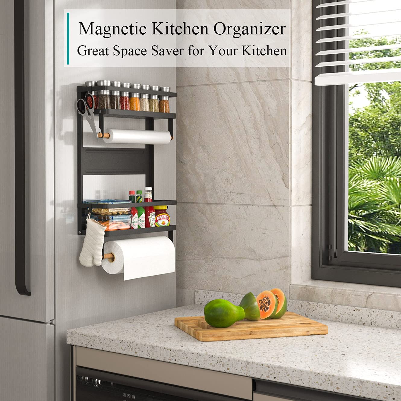 Estante Repisa Magnetico Nevera Organizador Cocina 2 Niveles