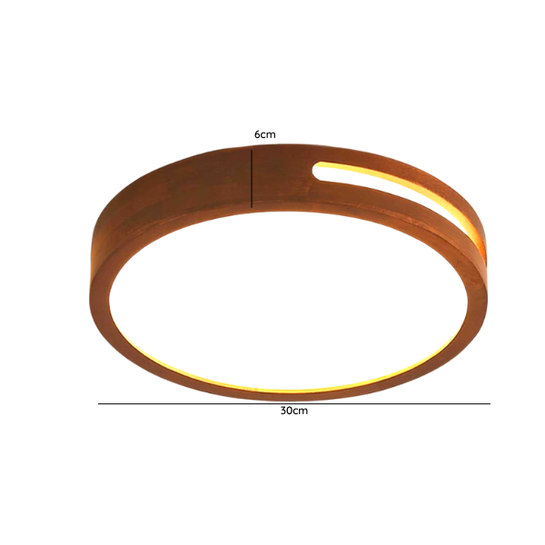 Foco Led Decorativo Redondo Madera Oscura 24w 30 cm