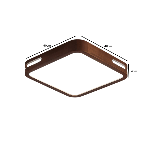 Foco Led Decorativo Cuadrado Madera Oscura 36w 40 cm