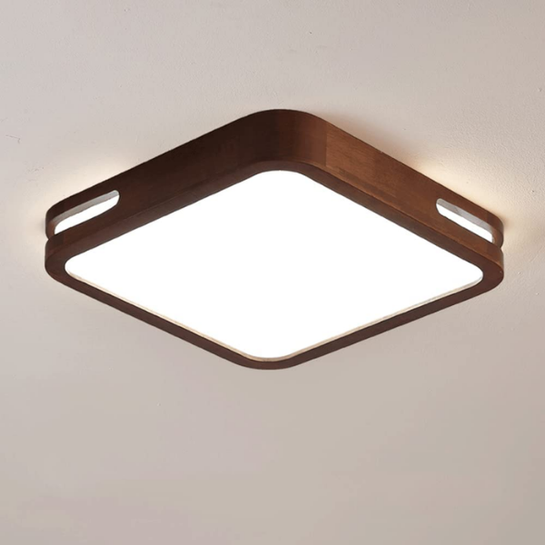 Foco Led Decorativo Cuadrado Madera Oscura 36w 40 cm