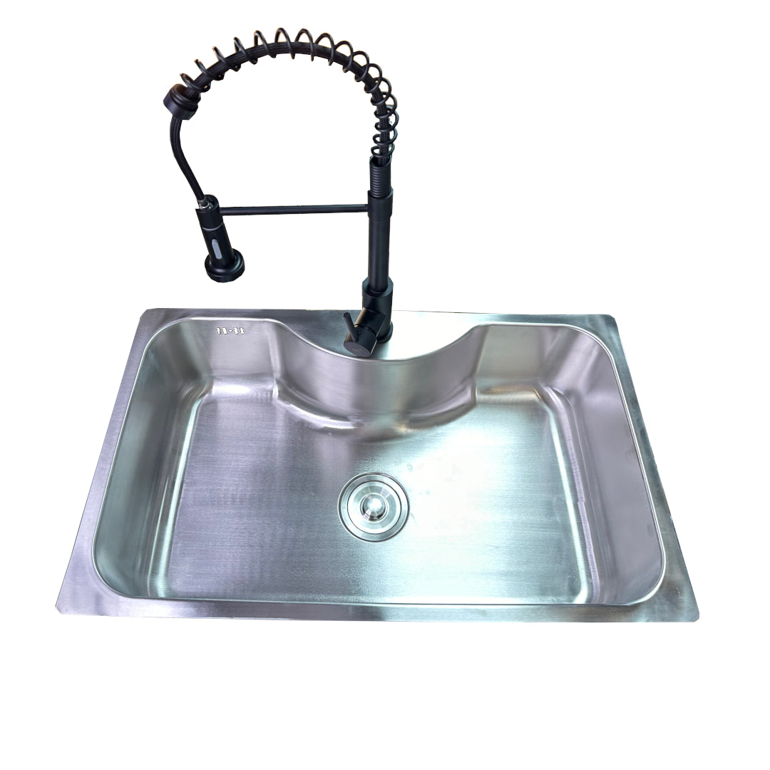 COMBO LAVAPLATOS 76X46 + LLAVE MONOMANDO RESORTE