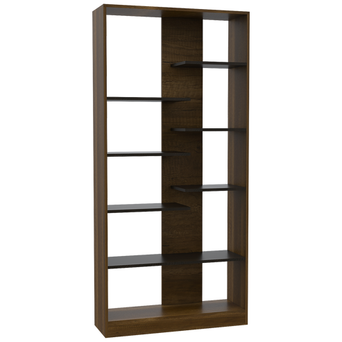 Biblioteca Classic, Caramelo y Wengue, con variedad de entrepaños para colocar todo tipo de objetos