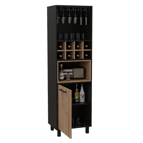 Bar Alto Kaia, Wengue y Miel, con una puerta batiente y amplio espacio para botellas y copas