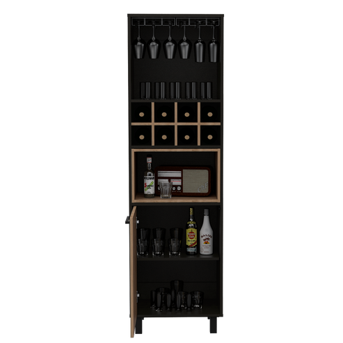 Bar Alto Kaia, Wengue y Miel, con una puerta batiente y amplio espacio para botellas y copas