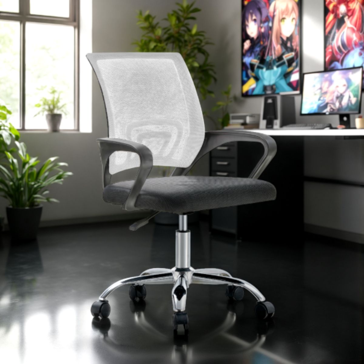 Silla De Oficina Ejecutiva Nueva York Ergonómica Respaldo Malla Blanca BM-520MW