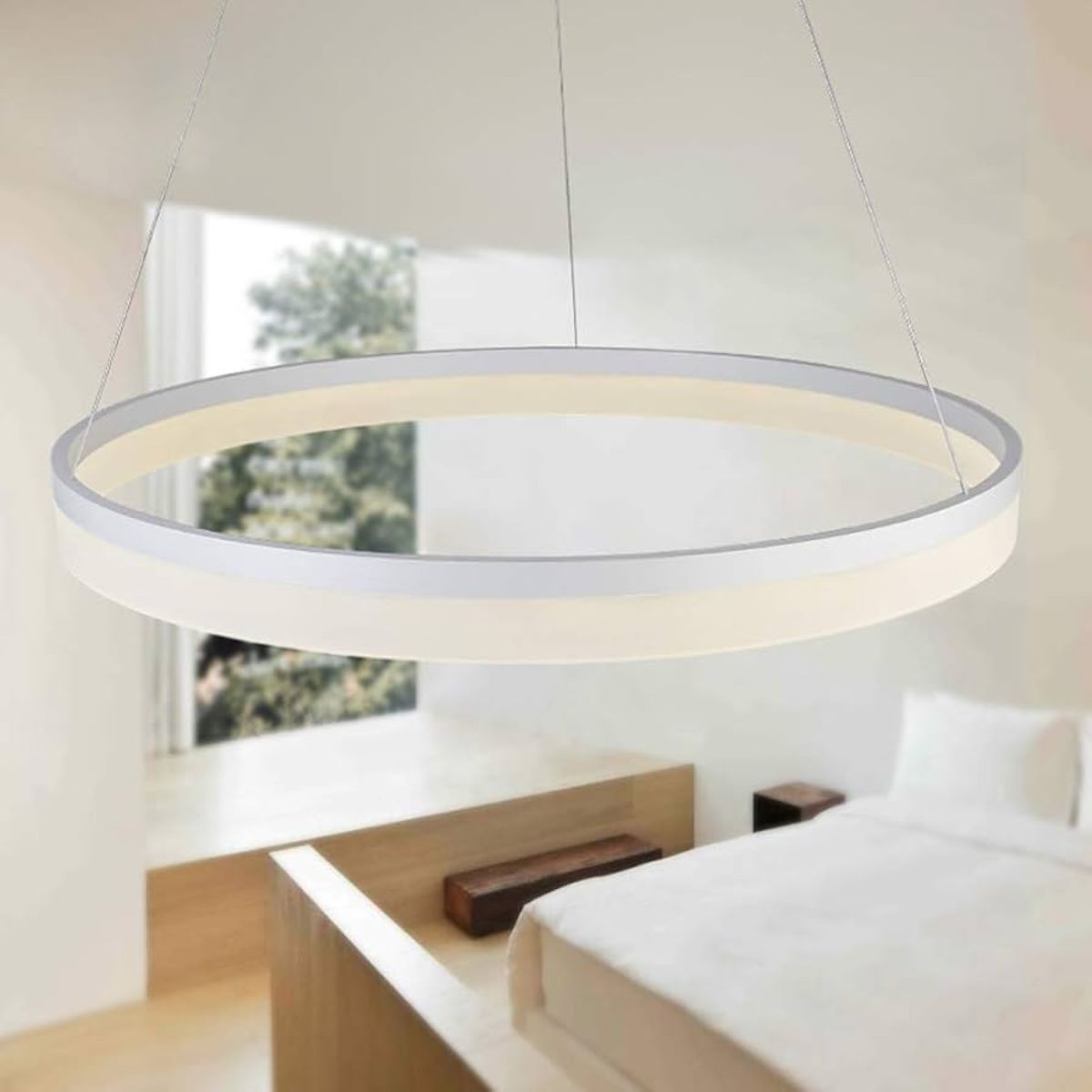 Lampara Led Colgante Redondo 600mm Blanco 36w