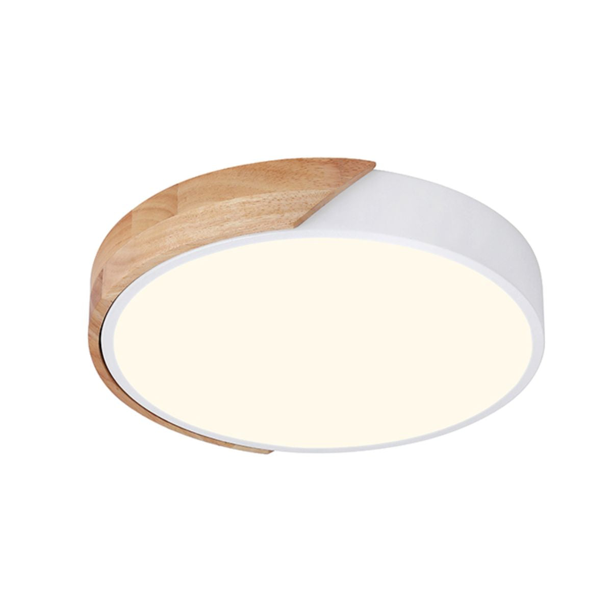 Lampara Led Redondo 400mm Sobrepuesto Con Control Madera Clara 36w+36w