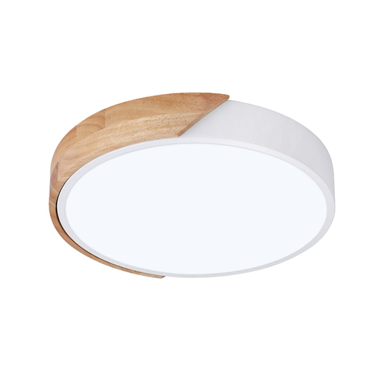 Lampara Led Redondo 400mm Sobrepuesto Con Control Madera Clara 36w+36w