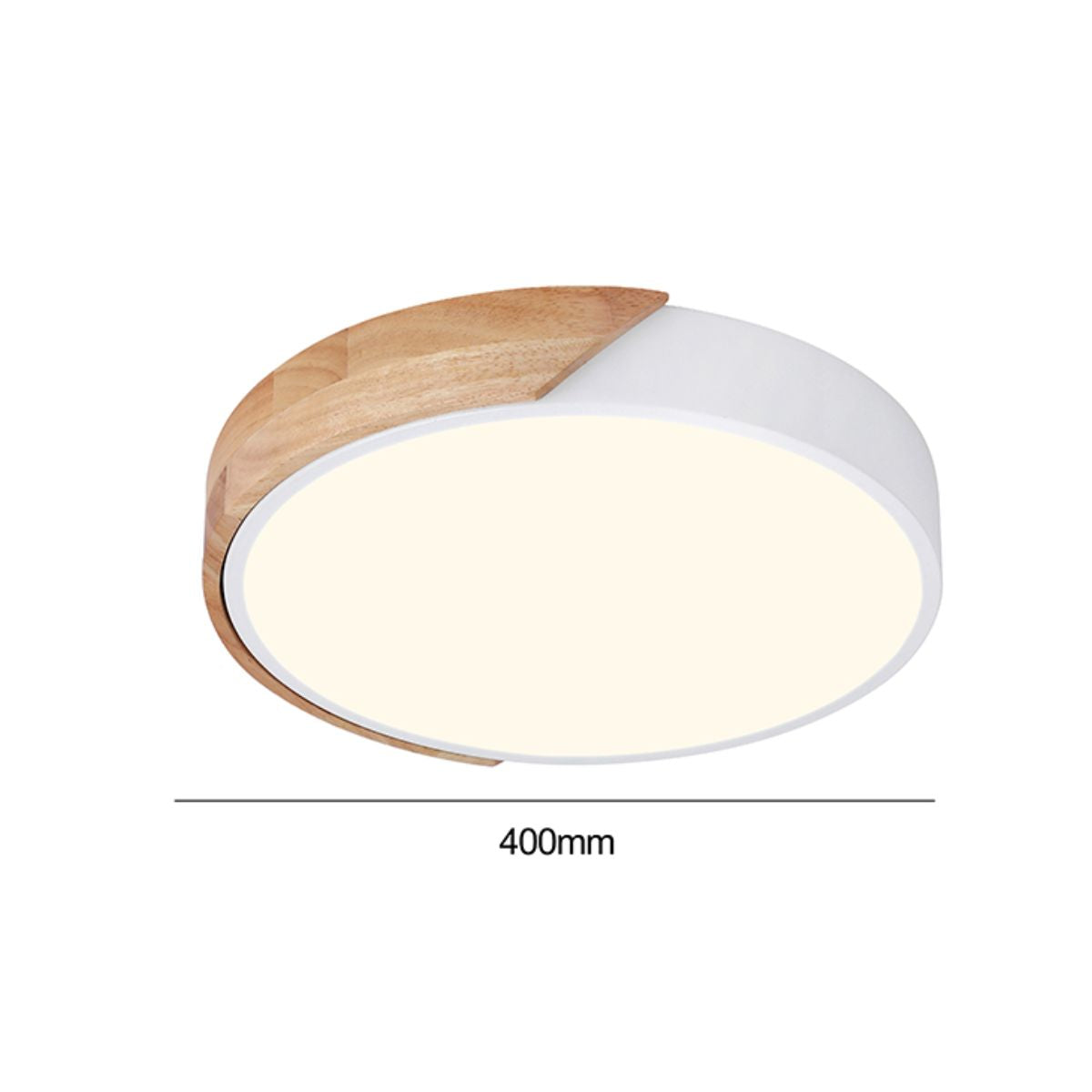 Lampara Led Redondo 400mm Sobrepuesto Con Control Madera Clara 36w+36w