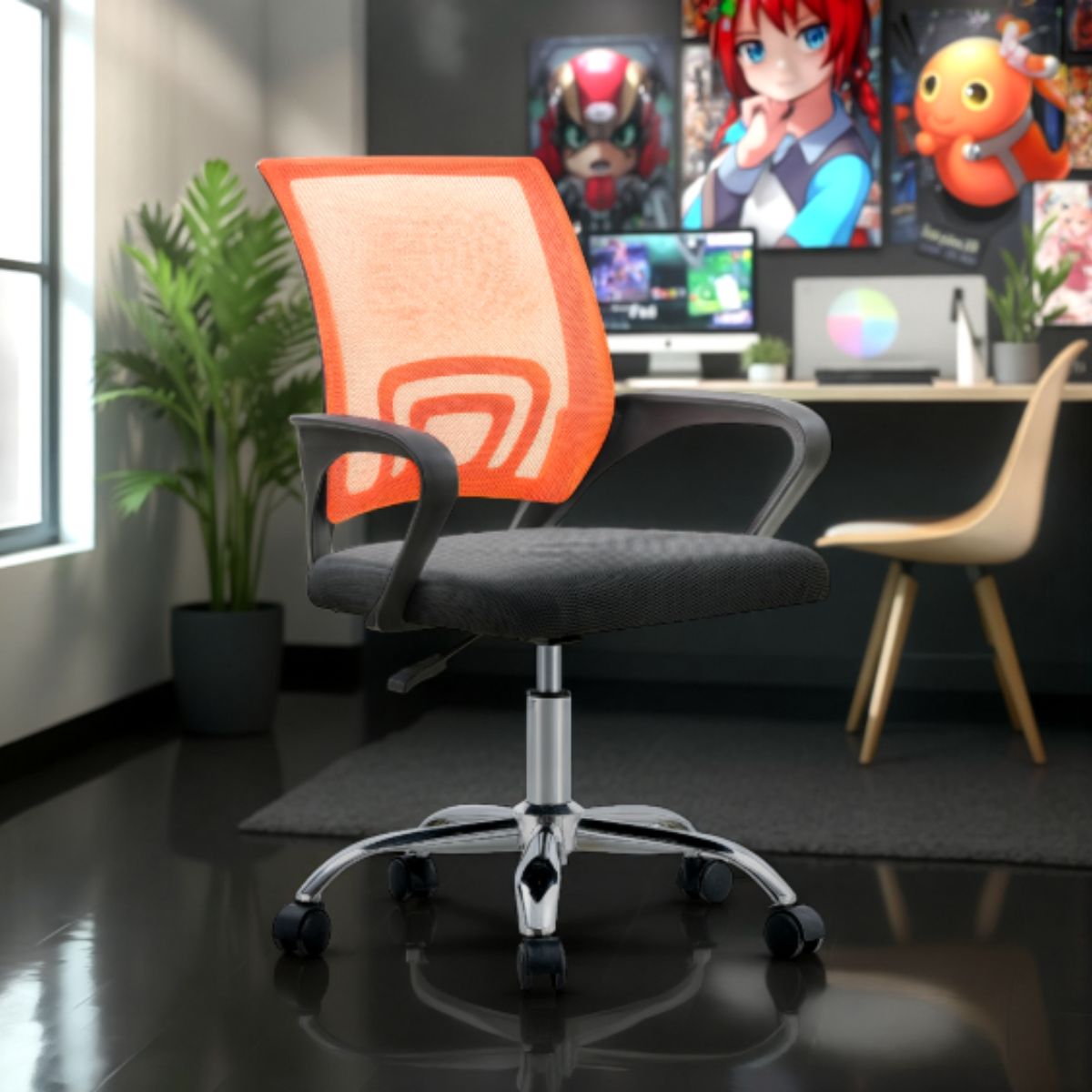 Silla De Oficina Ejecutiva Nueva York Ergonómica Respaldo Malla Naranja BM-520MO