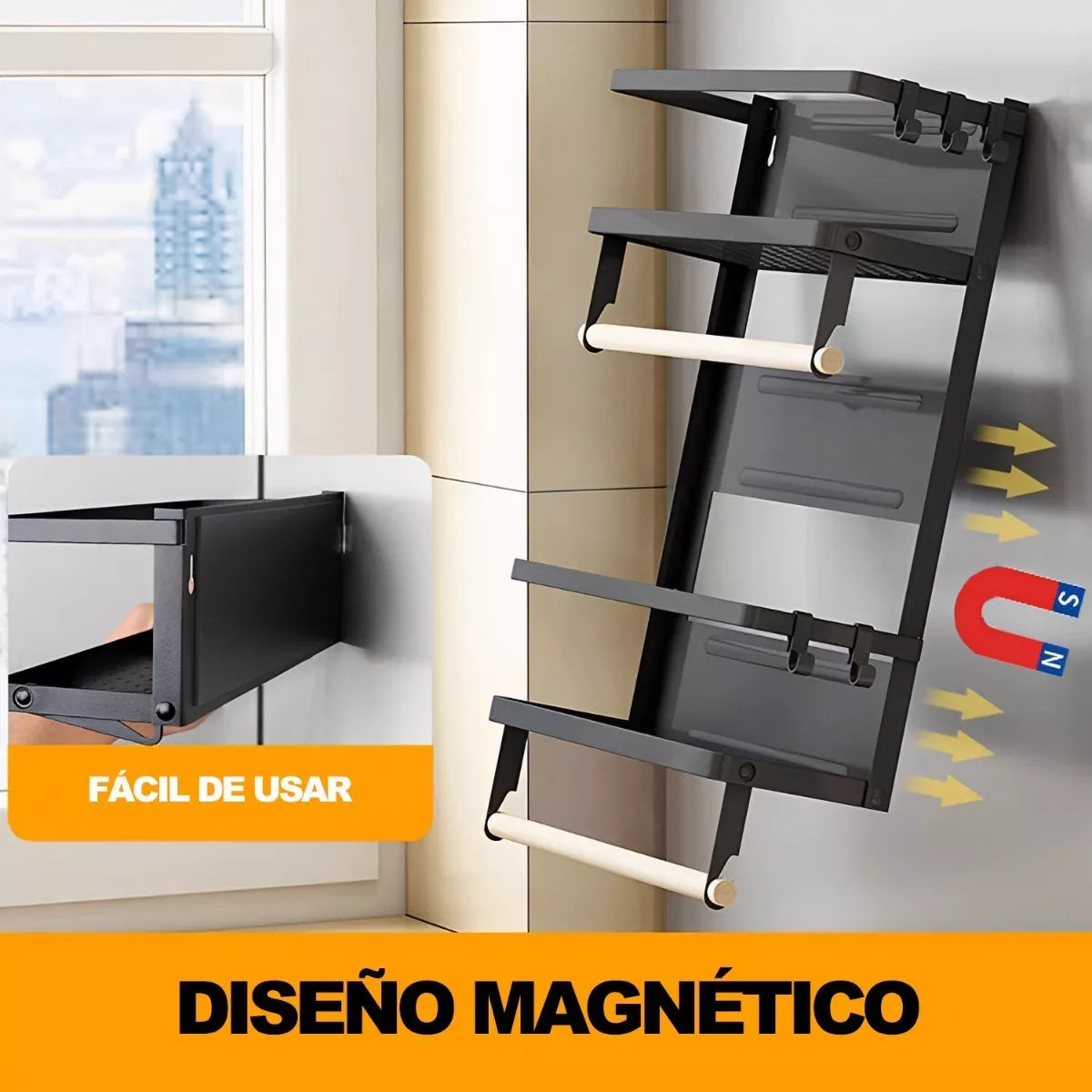 Estante Repisa Magnetico Nevera Organizador Cocina 2 Niveles