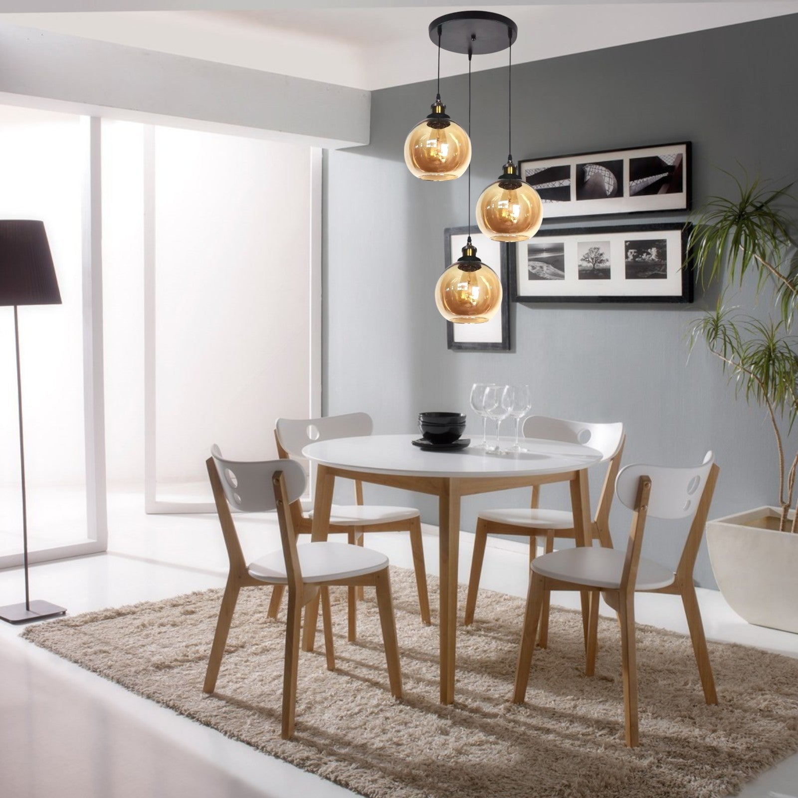 Lampara Colgante Triple Modelo VENUS Vidrio