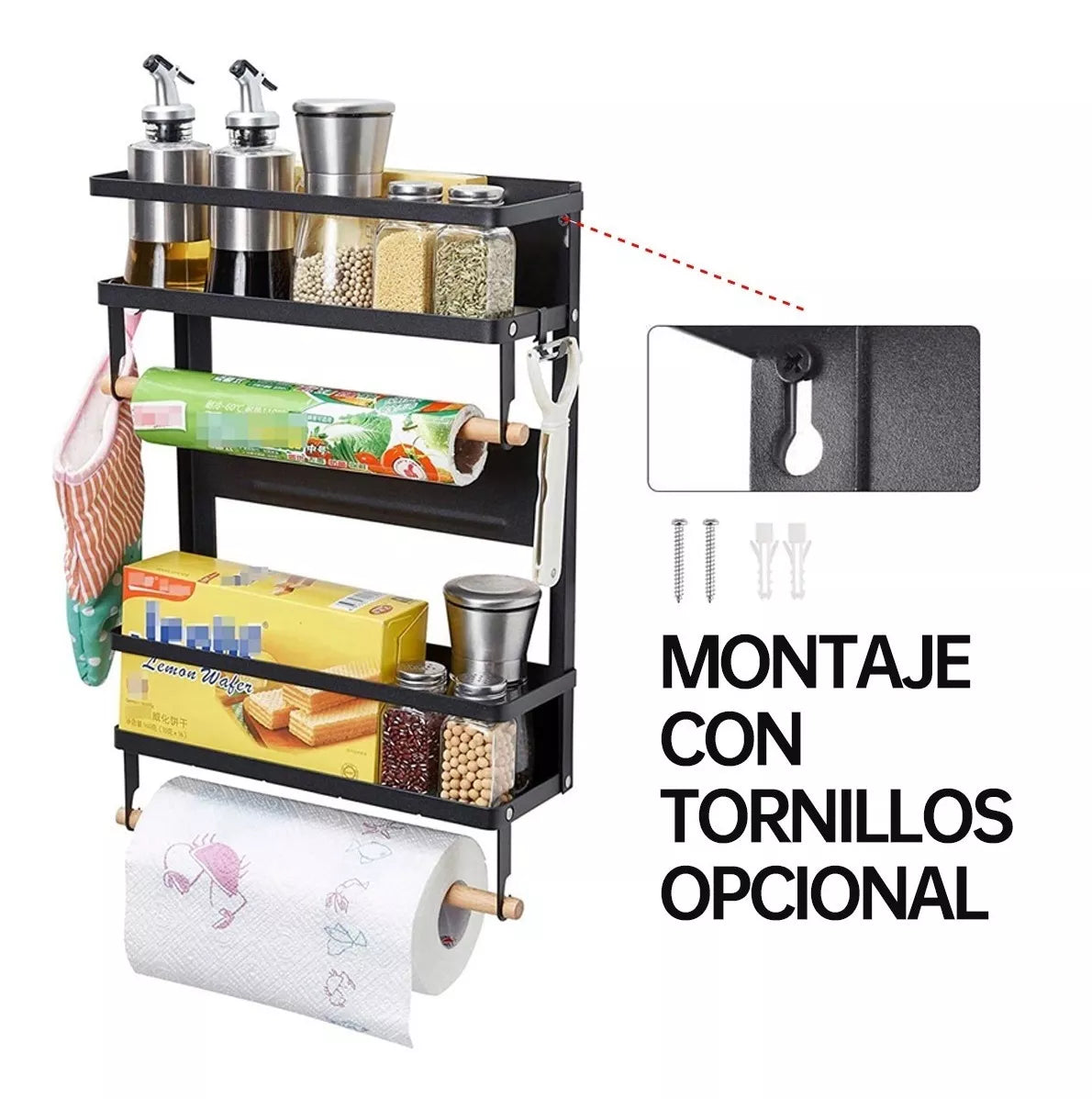 Estante Repisa Magnetico Nevera Organizador Cocina 2 Niveles