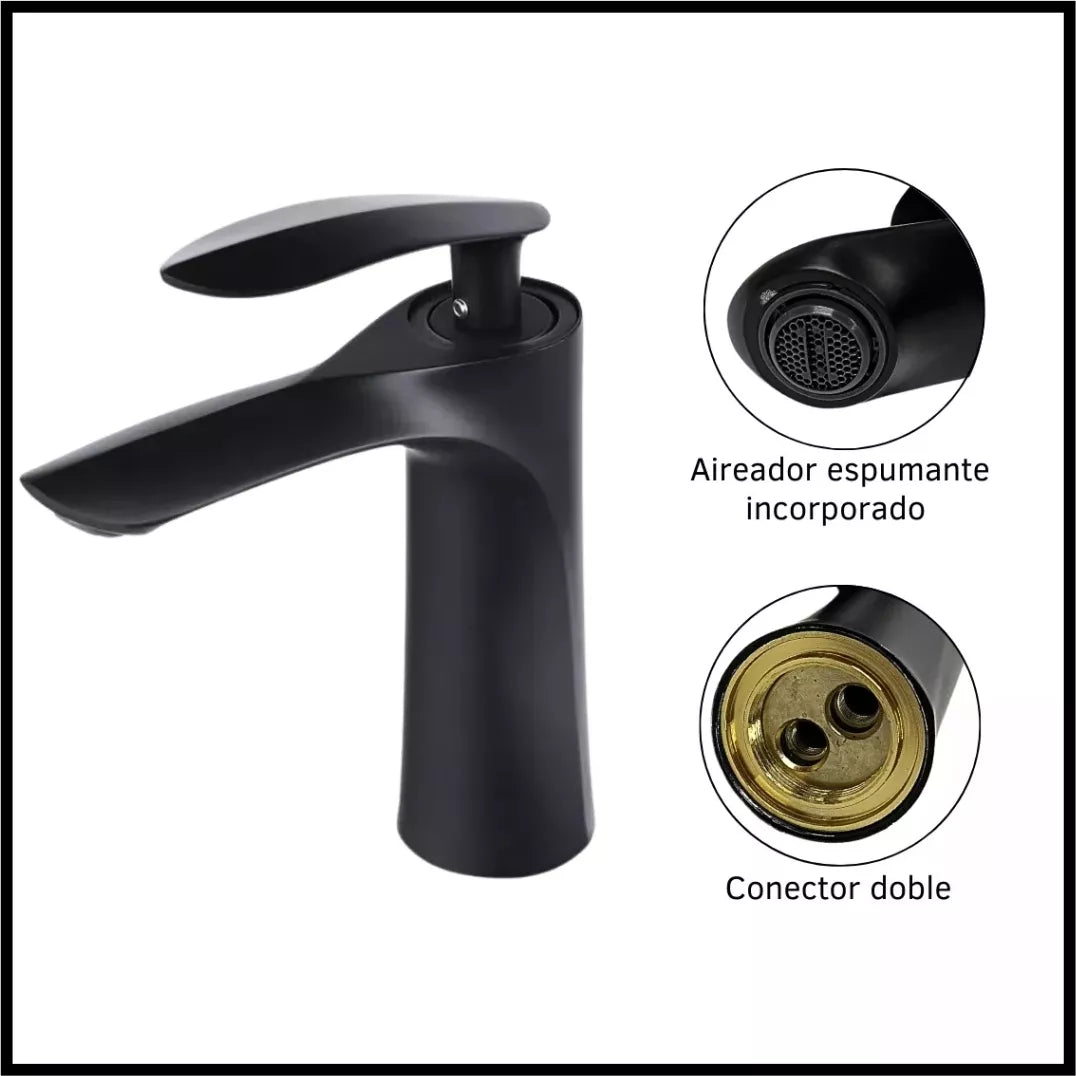 Llave Monomando Baño Lavamanos Negra