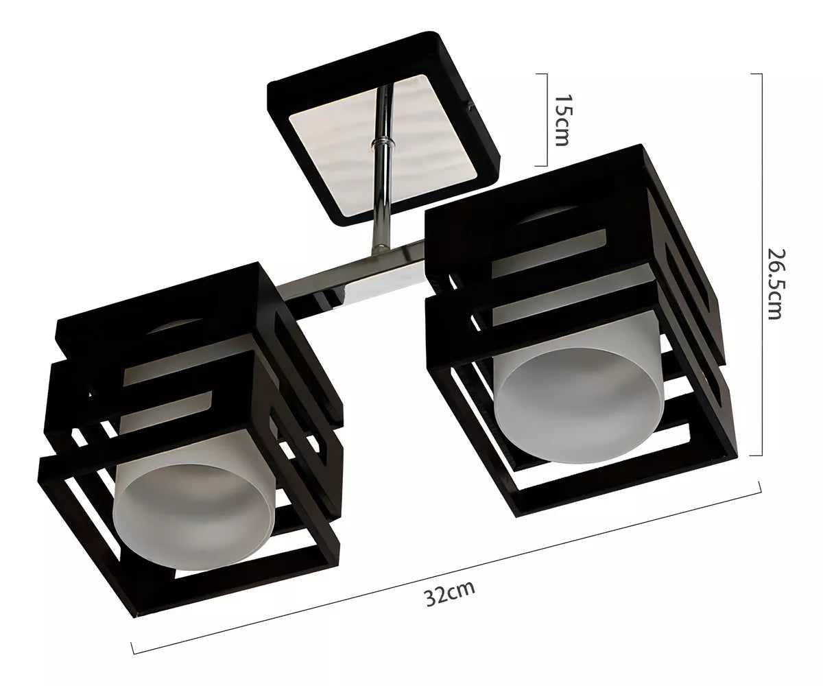 Lampara Aplique Techo Madera  Doble Modelo CONI