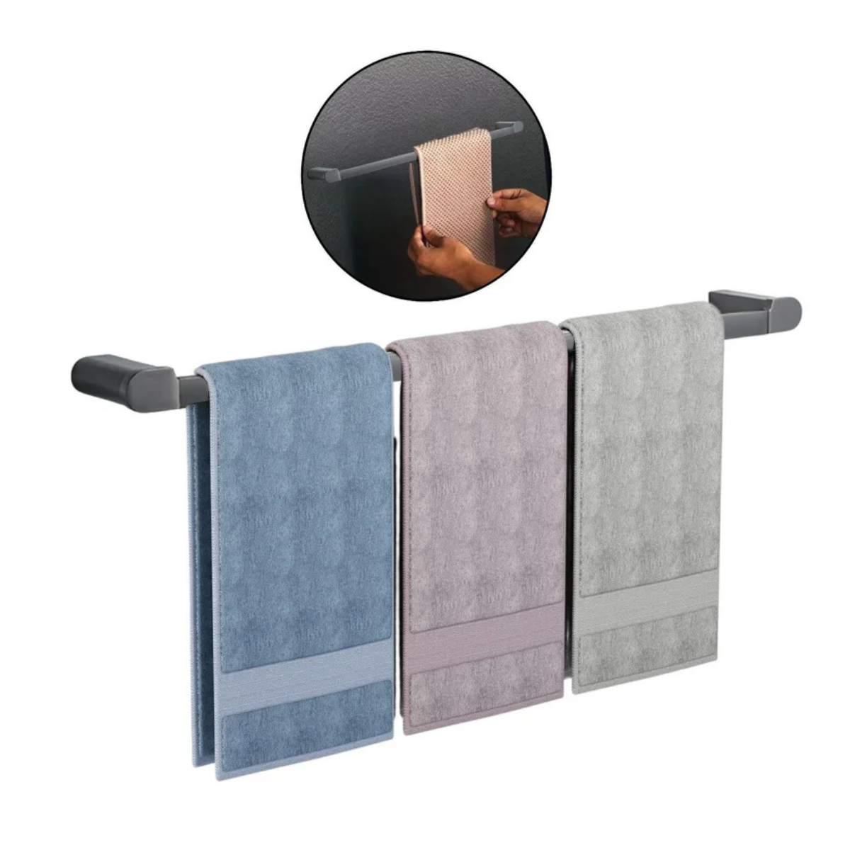 Toallero 60 cm Para Baño Modelo Kassel Grafito Acero Inoxidable