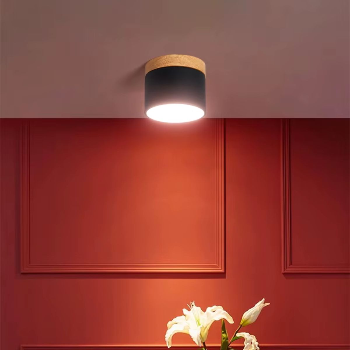 Panel Decorativo Sobrepuesto Negro Madera 6w 3000k