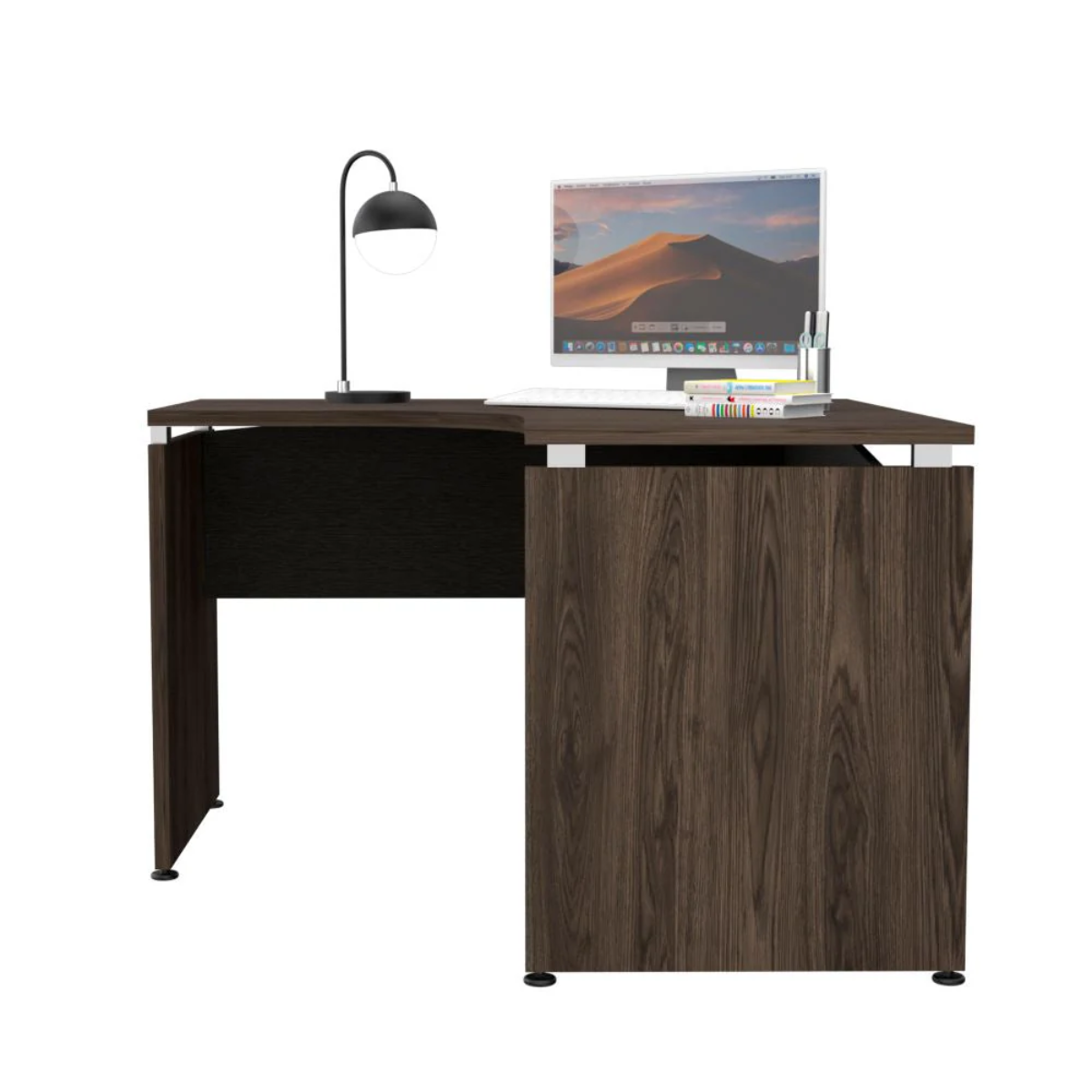Escritorio L-120 Home Office - Negro Soft / Coñac