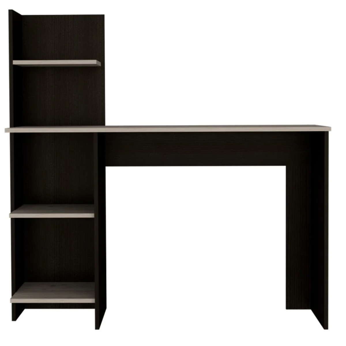 Escritorio Recto Con Biblioteca Office W-120 - Wengue / Ceniza