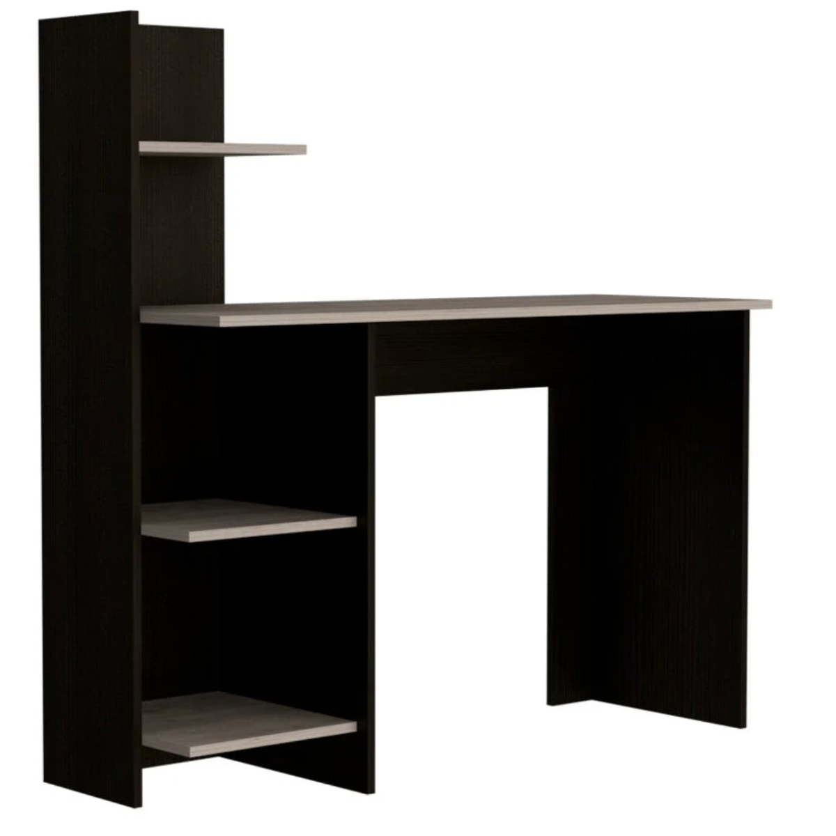 Escritorio Recto Con Biblioteca Office W-120 - Wengue / Ceniza