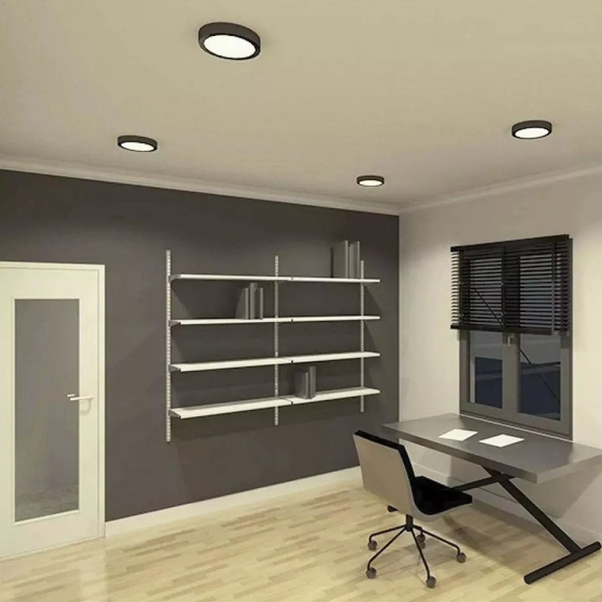Foco Led Sobrepuesto Redondo Negro 18w Calido 3000k